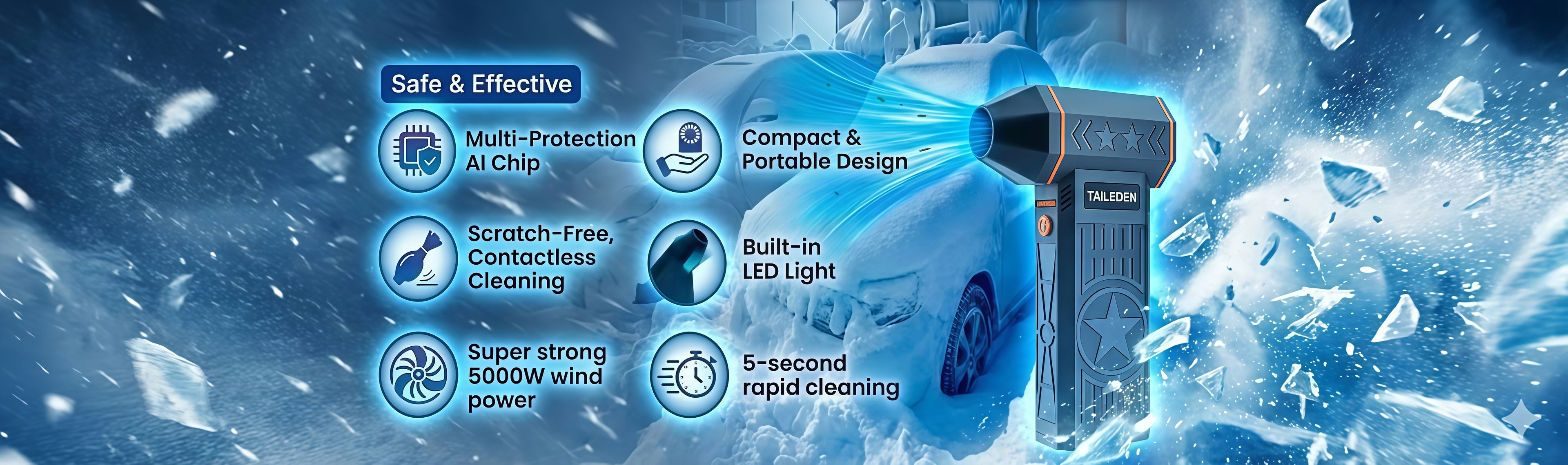 TAILEDEN 5000W Thermal Snow Blower